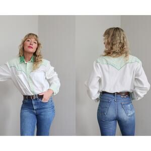 1970's Vintage Irish Pearl Snap Square Dance Shirt ~ Men's XL Women's XL XXL